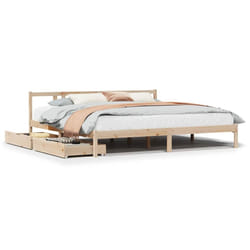 vidaXL Bed Frame with Drawers Bed Base 180x200 cm Super King Solid Wood Pine