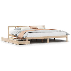 vidaXL Bed Frame with Drawers Home Bed Base 135x190 cm Double Solid Wood Pine - natural, 200 x 200 cm
