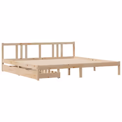 vidaXL Bed Frame with Drawers Home Bed Base 135x190 cm Double Solid Wood Pine - natural, 200 x 200 cm