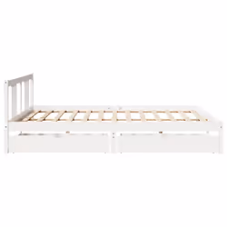 vidaXL Bed Frame with Drawers Home Bed Base 135x190 cm Double Solid Wood Pine - white, 200 x 200 cm - Additional view 4