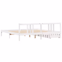 vidaXL Bed Frame with Drawers Home Bed Base 135x190 cm Double Solid Wood Pine - white, 200 x 200 cm - Additional view 5