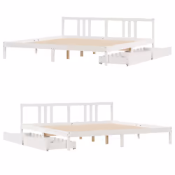 vidaXL Bed Frame with Drawers Home Bed Base 135x190 cm Double Solid Wood Pine - white, 200 x 200 cm - Additional view 8
