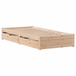 vidaXL Bed Frame with Drawers Bed Base 150x200 cm King Size Solid Wood Pine - natural, 75 x 190 cm - Additional view 2