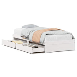 vidaXL Bed Frame with Drawers Bed Base 150x200 cm King Size Solid Wood Pine - white, 75 x 190 cm