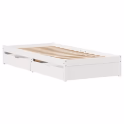 vidaXL Bed Frame with Drawers Bed Base 150x200 cm King Size Solid Wood Pine - white, 75 x 190 cm