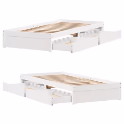 vidaXL Bed Frame with Drawers Bed Base 150x200 cm King Size Solid Wood Pine - white, 75 x 190 cm - Additional view 8