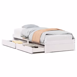 vidaXL Bed Frame with Drawers Bed Base 150x200 cm King Size Solid Wood Pine - white, 90 x 190 cm