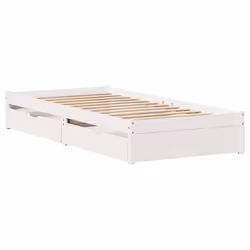 vidaXL Bed Frame with Drawers Bed Base 150x200 cm King Size Solid Wood Pine - white, 90 x 190 cm