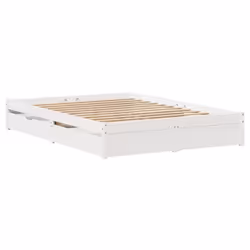 vidaXL Bed Frame with Drawers Bed Base 150x200 cm King Size Solid Wood Pine - white, 140 x 200 cm