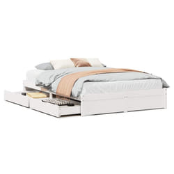 vidaXL Bed Frame with Drawers Bed Base 150x200 cm King Size Solid Wood Pine - white, 150 x 200 cm