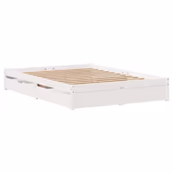 vidaXL Bed Frame with Drawers Bed Base 150x200 cm King Size Solid Wood Pine - white, 150 x 200 cm