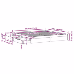 vidaXL Bed Frame with Drawers Bed Base 150x200 cm King Size Solid Wood Pine - natural, 180 x 200 cm