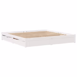 vidaXL Bed Frame with Drawers Bed Base 150x200 cm King Size Solid Wood Pine - white, 180 x 200 cm
