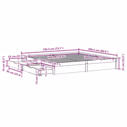 vidaXL Bed Frame with Drawers Bed Base 150x200 cm King Size Solid Wood Pine - white, 180 x 200 cm