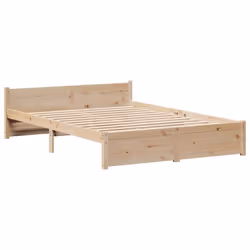 vidaXL Bed Frame with Drawers Home Bedroom Bed Base Bedstead Solid Wood Pine - natural, 135 x 190 cm - Additional view 4
