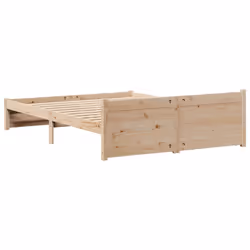 vidaXL Bed Frame with Drawers Home Bedroom Bed Base Bedstead Solid Wood Pine - natural, 135 x 190 cm - Additional view 7