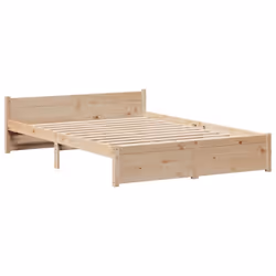 vidaXL Bed Frame with Drawers Home Bedroom Bed Base Bedstead Solid Wood Pine - natural, 140 x 190 cm - Additional view 4