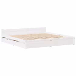 vidaXL Bed Frame with Drawers Home Bedroom Bed Base Bedstead Solid Wood Pine - white, 140 x 190 cm - Additional view 2