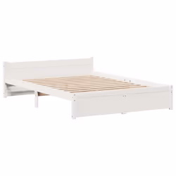 vidaXL Bed Frame with Drawers Home Bedroom Bed Base Bedstead Solid Wood Pine - white, 140 x 190 cm - Additional view 4