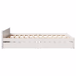 vidaXL Bed Frame with Drawers Home Bedroom Bed Base Bedstead Solid Wood Pine - white, 140 x 190 cm - Additional view 6