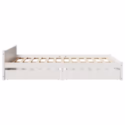 vidaXL Bed Frame with Drawers Home Bedroom Bed Base Bedstead Solid Wood Pine - white, 140 x 200 cm - Additional view 6