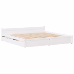 vidaXL Bed Frame with Drawers Home Bedroom Bed Base Bedstead Solid Wood Pine - white, 150 x 200 cm