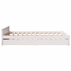 vidaXL Bed Frame with Drawers Home Bedroom Bed Base Bedstead Solid Wood Pine - white, 150 x 200 cm - Additional view 6