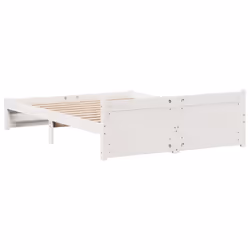 vidaXL Bed Frame with Drawers Home Bedroom Bed Base Bedstead Solid Wood Pine - white, 150 x 200 cm - Additional view 7