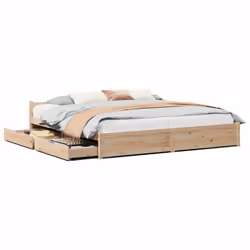 vidaXL Bed Frame with Drawers Home Bedroom Bed Base Bedstead Solid Wood Pine - natural, 160 x 200 cm