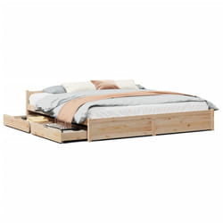 vidaXL Bed Frame with Drawers Home Bedroom Bed Base Bedstead Solid Wood Pine - natural, 160 x 200 cm