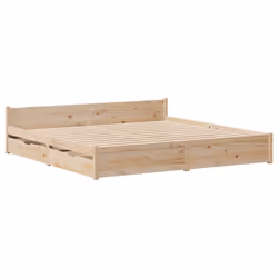 vidaXL Bed Frame with Drawers Home Bedroom Bed Base Bedstead Solid Wood Pine - natural, 160 x 200 cm