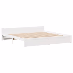 vidaXL Bed Frame with Drawers Home Bedroom Bed Base Bedstead Solid Wood Pine - white, 160 x 200 cm - Additional view 4