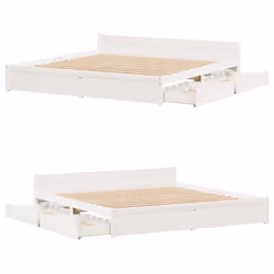vidaXL Bed Frame with Drawers Home Bedroom Bed Base Bedstead Solid Wood Pine - white, 160 x 200 cm - Additional view 8