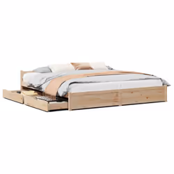 vidaXL Bed Frame with Drawers Home Bedroom Bed Base Bedstead Solid Wood Pine - natural, 180 x 200 cm