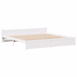 vidaXL Bed Frame with Drawers Home Bedroom Bed Base Bedstead Solid Wood Pine - white, 180 x 200 cm - Additional view 4