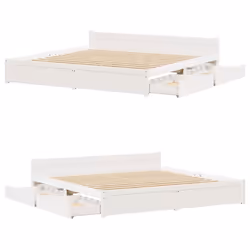 vidaXL Bed Frame with Drawers Home Bedroom Bed Base Bedstead Solid Wood Pine - white, 180 x 200 cm - Additional view 8