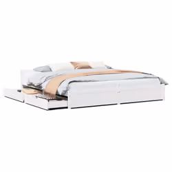 vidaXL Bed Frame with Drawers Home Bedroom Bed Base Bedstead Solid Wood Pine - white, 200 x 200 cm