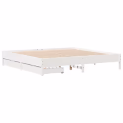 vidaXL Bed Frame Bed Base Mattress Foundation White 120x200 cm Solid Wood Pine - 200 x 200 cm - Additional view 2
