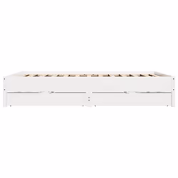 vidaXL Bed Frame Bed Base Mattress Foundation White 120x200 cm Solid Wood Pine - 200 x 200 cm - Additional view 6