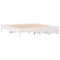vidaXL Bed Frame Bed Base Mattress Foundation White 120x200 cm Solid Wood Pine - 200 x 200 cm - Additional view 7