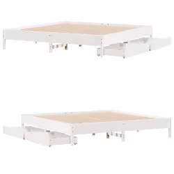 vidaXL Bed Frame Bed Base Mattress Foundation White 120x200 cm Solid Wood Pine - 200 x 200 cm - Additional view 8