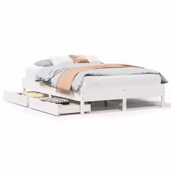 vidaXL Bed Frame Bed Base Mattress Foundation White 120x200 cm Solid Wood Pine - 160 x 200 cm