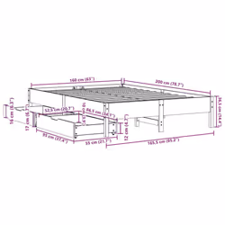 vidaXL Bed Frame Bed Base Mattress Foundation White 120x200 cm Solid Wood Pine - 160 x 200 cm - Additional view 10