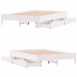 vidaXL Bed Frame Bed Base Mattress Foundation White 120x200 cm Solid Wood Pine - 160 x 200 cm - Additional view 8