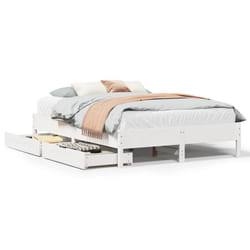 vidaXL Bed Frame Bed Base Mattress Foundation White 120x200 cm Solid Wood Pine - 140 x 200 cm