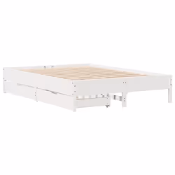 vidaXL Bed Frame Bed Base Mattress Foundation White 120x200 cm Solid Wood Pine - 140 x 200 cm