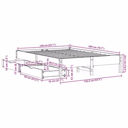 vidaXL Bed Frame Bed Base Mattress Foundation White 120x200 cm Solid Wood Pine - 140 x 200 cm