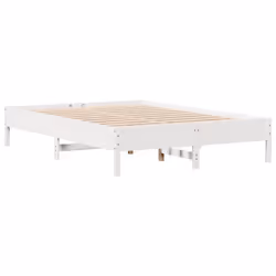vidaXL Bed Frame Bed Base Mattress Foundation White 120x200 cm Solid Wood Pine - 140 x 200 cm - Additional view 4