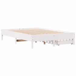 vidaXL Bed Frame Bed Base Mattress Foundation White 120x200 cm Solid Wood Pine - 140 x 200 cm - Additional view 7