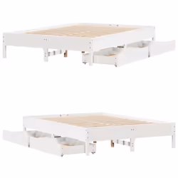 vidaXL Bed Frame Bed Base Mattress Foundation White 120x200 cm Solid Wood Pine - 140 x 200 cm - Additional view 8